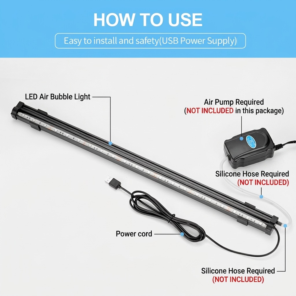 USB LED Aquarium Air Bubble Li - Aquarium Lily Pipe 评论和价格